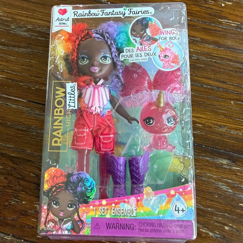 Rainbow High Littles Astrid Bow Rainbow Fantasy Fairies Doll and Pet Set MGA